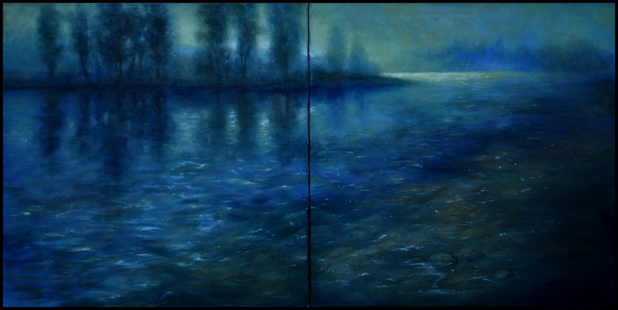 Moonlight on the River (diptych) 